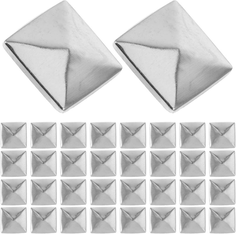 TOPPERFUN 100Pcs Square Rivets, 0.39in Copper Flat Back Pyramid Studs Flat Back, Flatback Pyramid Hot Studs, Metal Nail Head Rivet DIY Accessories for Clothing Bags Leather Shoes Jewelry Crafts - Image 1